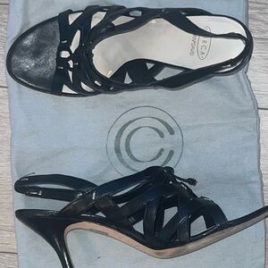 Classic Black Strappy Slingback Heels